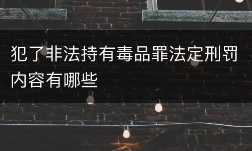犯了非法持有毒品罪法定刑罚内容有哪些