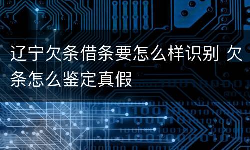 辽宁欠条借条要怎么样识别 欠条怎么鉴定真假
