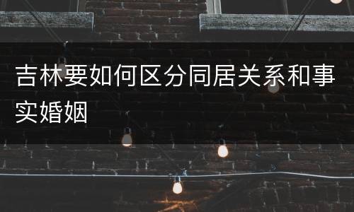 吉林要如何区分同居关系和事实婚姻