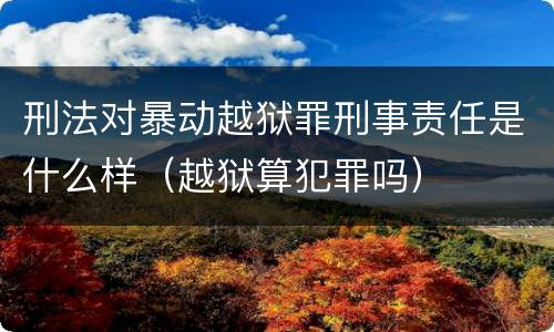 刑法对暴动越狱罪刑事责任是什么样（越狱算犯罪吗）