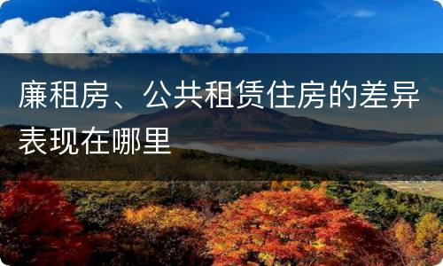 廉租房、公共租赁住房的差异表现在哪里