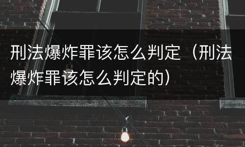 刑法爆炸罪该怎么判定（刑法爆炸罪该怎么判定的）