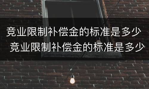 竞业限制补偿金的标准是多少 竞业限制补偿金的标准是多少倍