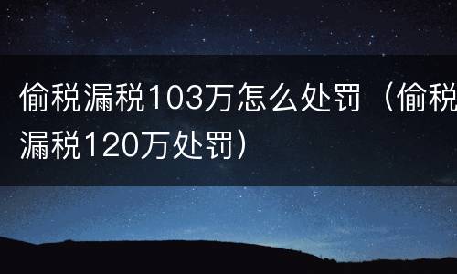 偷税漏税103万怎么处罚（偷税漏税120万处罚）