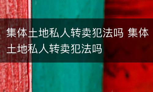 集体土地私人转卖犯法吗 集体土地私人转卖犯法吗