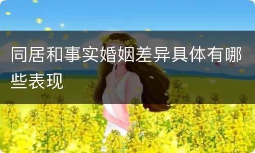 同居和事实婚姻差异具体有哪些表现