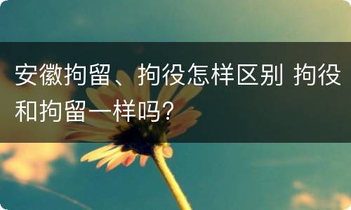 安徽拘留、拘役怎样区别 拘役和拘留一样吗?