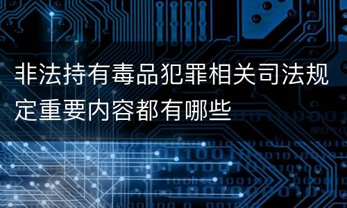 非法持有毒品犯罪相关司法规定重要内容都有哪些