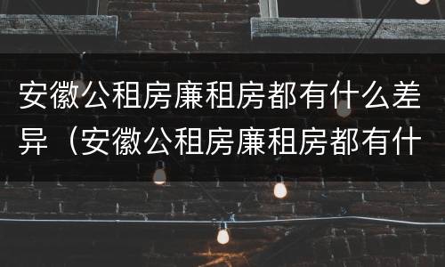 安徽公租房廉租房都有什么差异（安徽公租房廉租房都有什么差异吗）