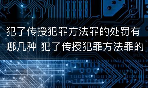 犯了传授犯罪方法罪的处罚有哪几种 犯了传授犯罪方法罪的处罚有哪几种方式