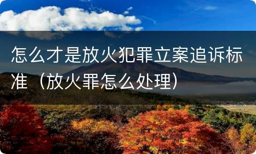 怎么才是放火犯罪立案追诉标准（放火罪怎么处理）