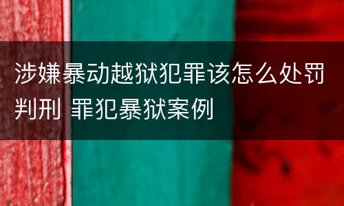 涉嫌暴动越狱犯罪该怎么处罚判刑 罪犯暴狱案例