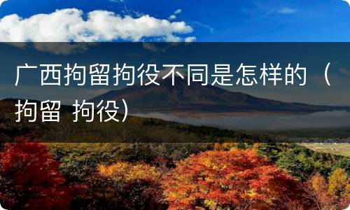 广西拘留拘役不同是怎样的（拘留 拘役）
