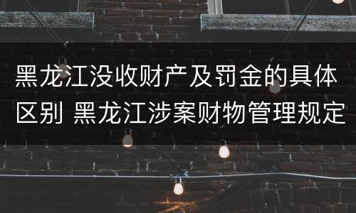 黑龙江没收财产及罚金的具体区别 黑龙江涉案财物管理规定