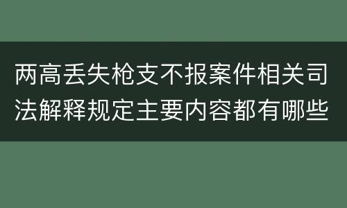 两高丢失枪支不报案件相关司法解释规定主要内容都有哪些