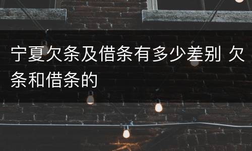 宁夏欠条及借条有多少差别 欠条和借条的