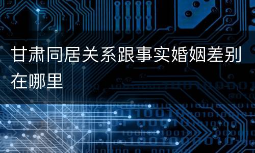 甘肃同居关系跟事实婚姻差别在哪里
