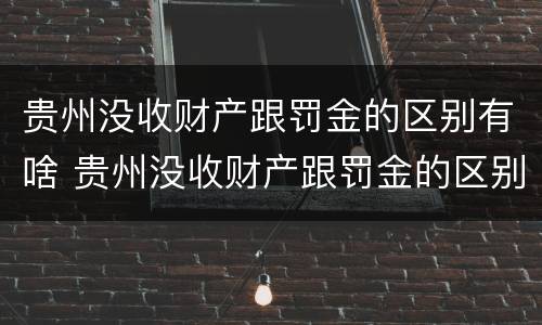 贵州没收财产跟罚金的区别有啥 贵州没收财产跟罚金的区别有啥关系