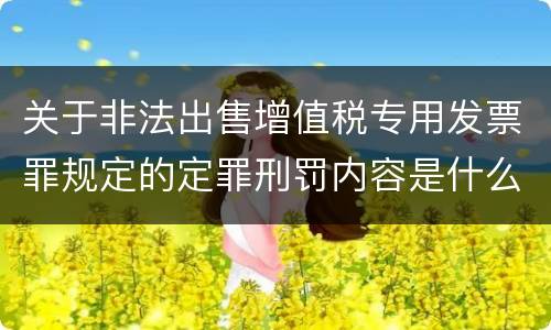 关于非法出售增值税专用发票罪规定的定罪刑罚内容是什么样的