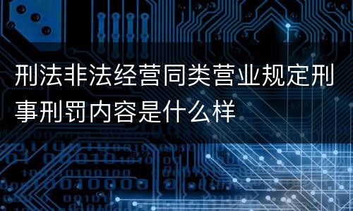 刑法非法经营同类营业规定刑事刑罚内容是什么样