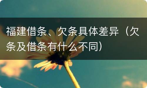 福建借条、欠条具体差异（欠条及借条有什么不同）