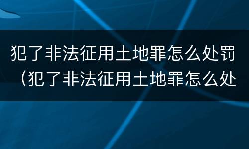 犯了非法征用土地罪怎么处罚（犯了非法征用土地罪怎么处罚他）