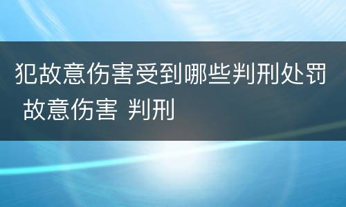 犯故意伤害受到哪些判刑处罚 故意伤害 判刑