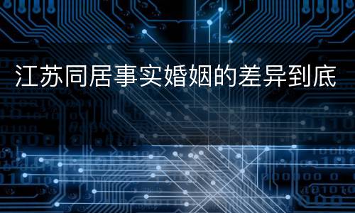 江苏同居事实婚姻的差异到底