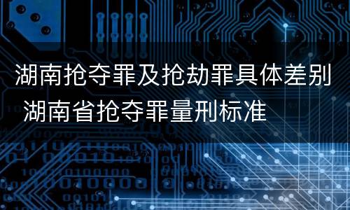 湖南抢夺罪及抢劫罪具体差别 湖南省抢夺罪量刑标准