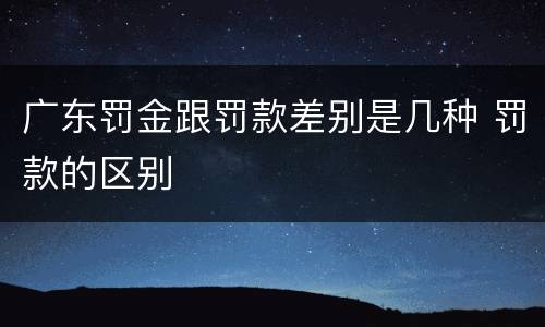 广东罚金跟罚款差别是几种 罚款的区别