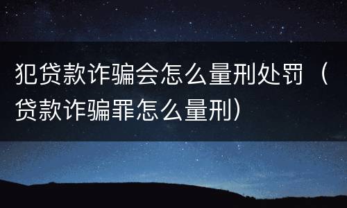 犯贷款诈骗会怎么量刑处罚（贷款诈骗罪怎么量刑）