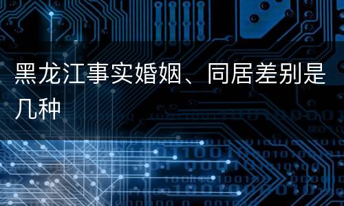黑龙江事实婚姻、同居差别是几种