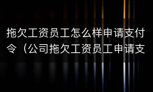 拖欠工资员工怎么样申请支付令（公司拖欠工资员工申请支付令需要付钱吗）
