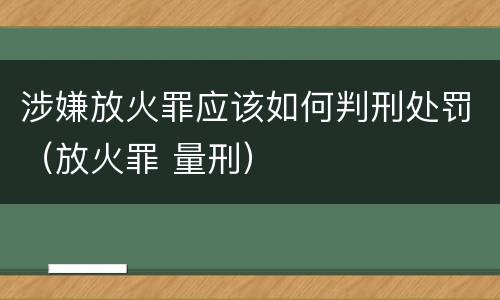 涉嫌放火罪应该如何判刑处罚（放火罪 量刑）