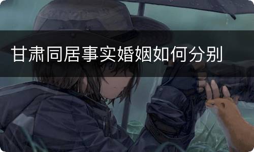 甘肃同居事实婚姻如何分别