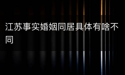 江苏事实婚姻同居具体有啥不同