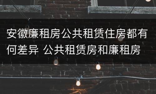 安徽廉租房公共租赁住房都有何差异 公共租赁房和廉租房