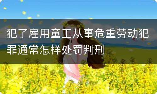 犯了雇用童工从事危重劳动犯罪通常怎样处罚判刑