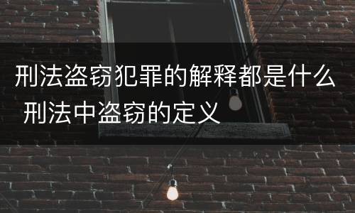 刑法盗窃犯罪的解释都是什么 刑法中盗窃的定义