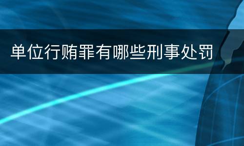 单位行贿罪有哪些刑事处罚