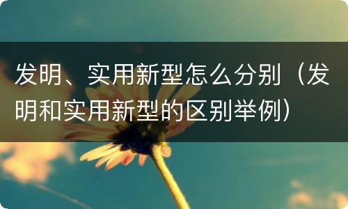 发明、实用新型怎么分别（发明和实用新型的区别举例）