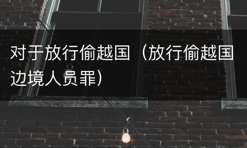 对于放行偷越国（放行偷越国边境人员罪）