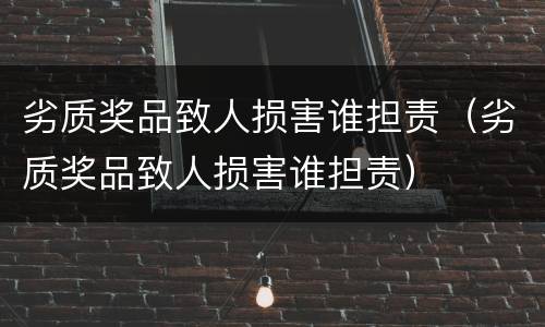 劣质奖品致人损害谁担责（劣质奖品致人损害谁担责）
