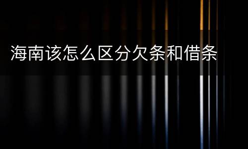 海南该怎么区分欠条和借条