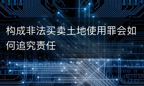 构成非法买卖土地使用罪会如何追究责任