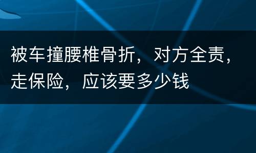 被车撞腰椎骨折，对方全责，走保险，应该要多少钱