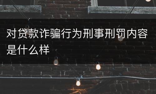 对贷款诈骗行为刑事刑罚内容是什么样