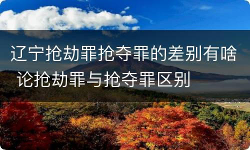 辽宁抢劫罪抢夺罪的差别有啥 论抢劫罪与抢夺罪区别