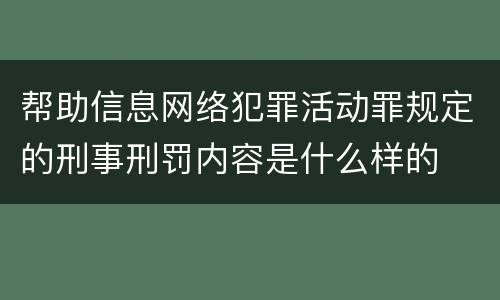 帮助信息网络犯罪活动罪规定的刑事刑罚内容是什么样的