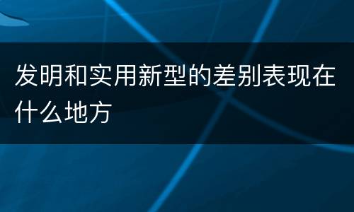 发明和实用新型的差别表现在什么地方